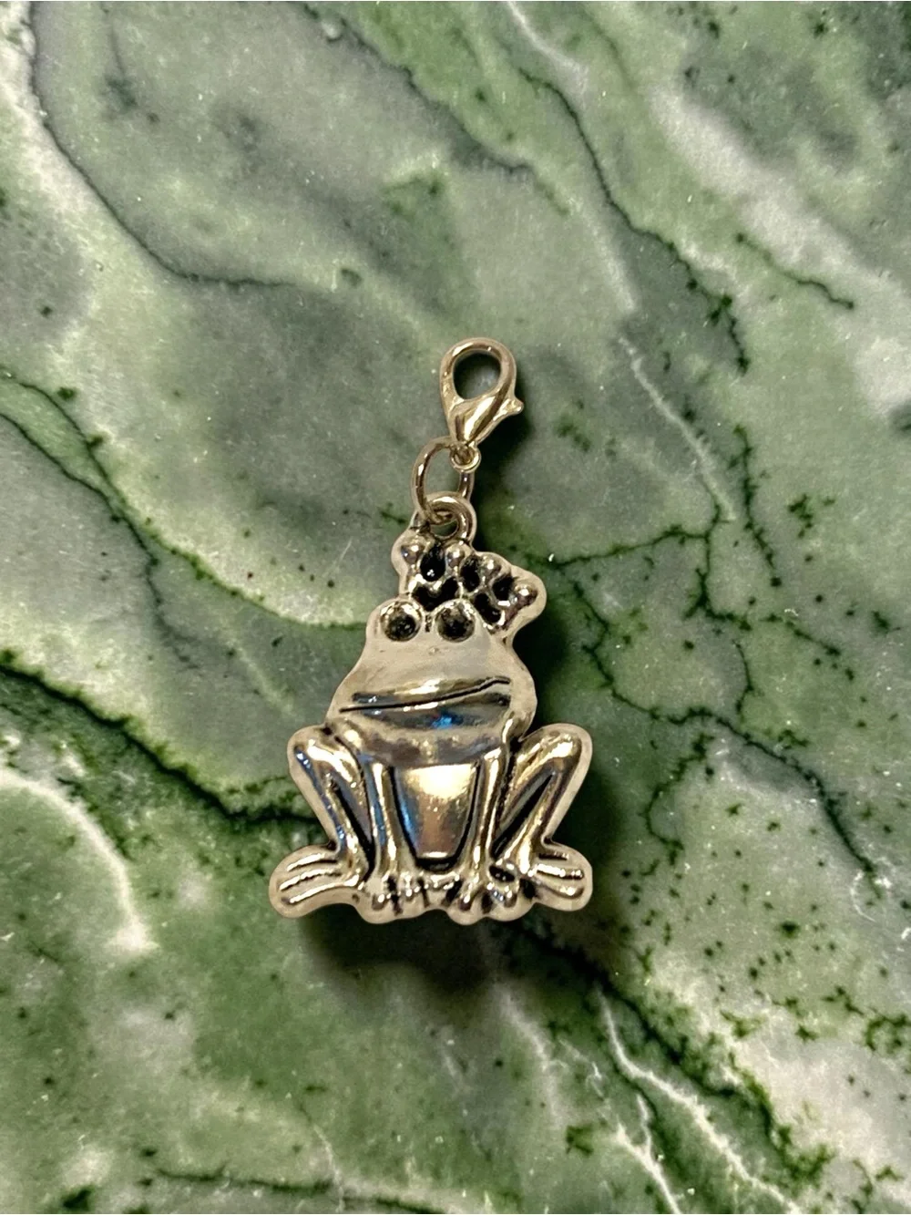 Silver Frog Prince Charm for bags, backpacks, & more handmade